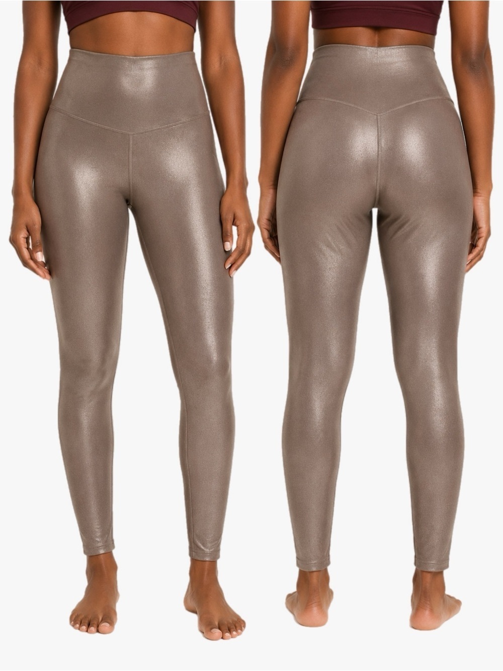 Old Navy NWT Metallic Silver Shine Extra High Rise PowerSoft Leggings Large